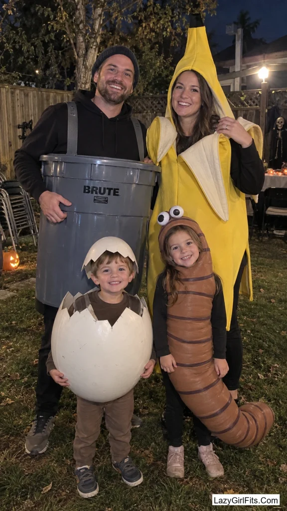 A Compost Bin Family: Peel, Shell, Grounds, and a Worm