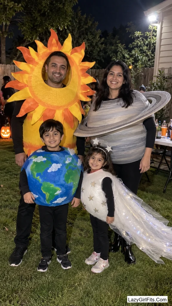 A Solar System Slice: Sun, Two Planets, and a Comet's Tail