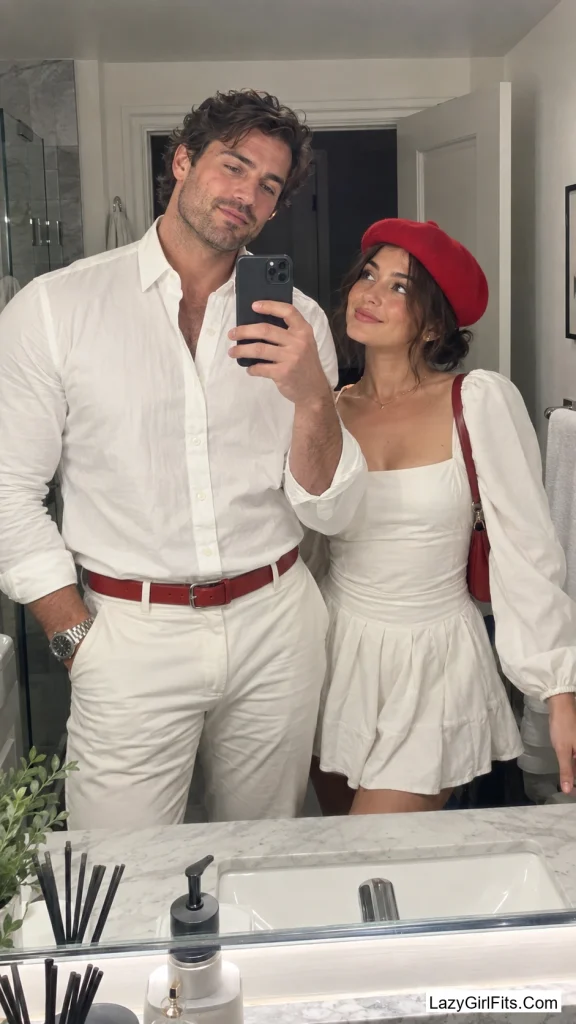 All White With One Red Accessory