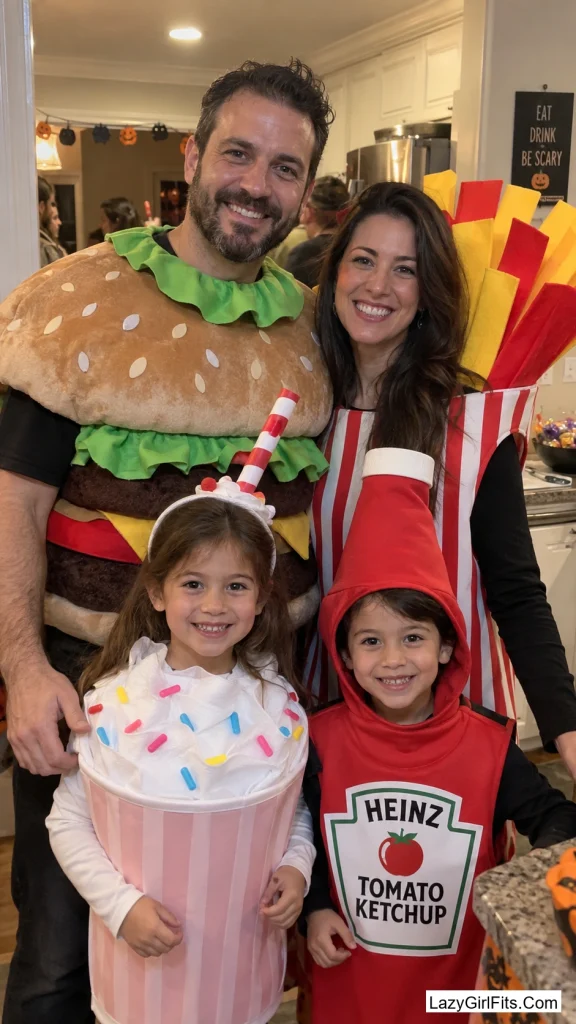 Diner Order: Burger, Fries, Milkshake, and a Ketchup Bottle