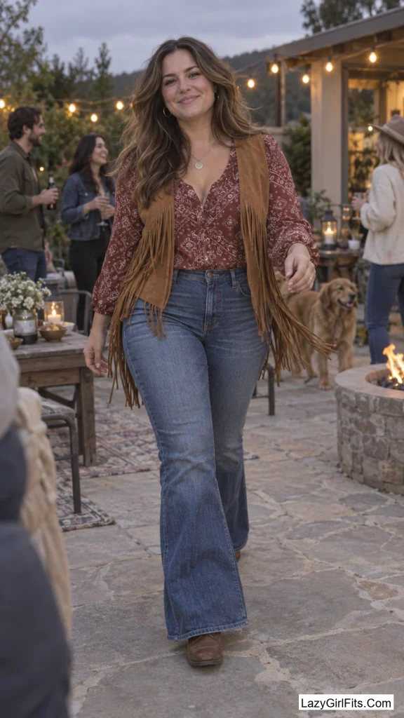 Feathered Waves and a Fringe Suede Vest