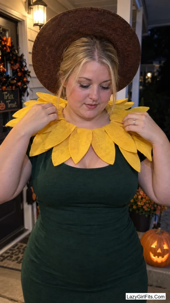 Human Sunflower with a Petal Collar