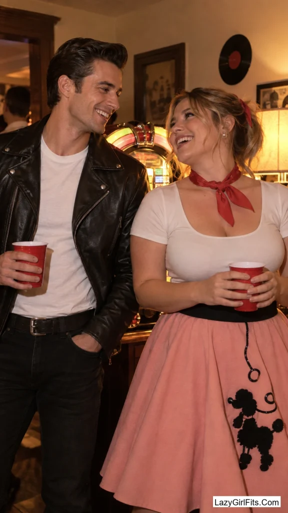 Leather Jacket and Poodle Skirt Pair