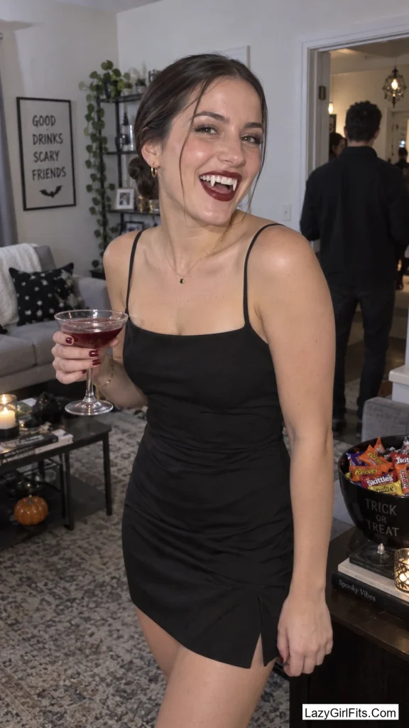 Low Bun and Your Little Black Dress With Fangs