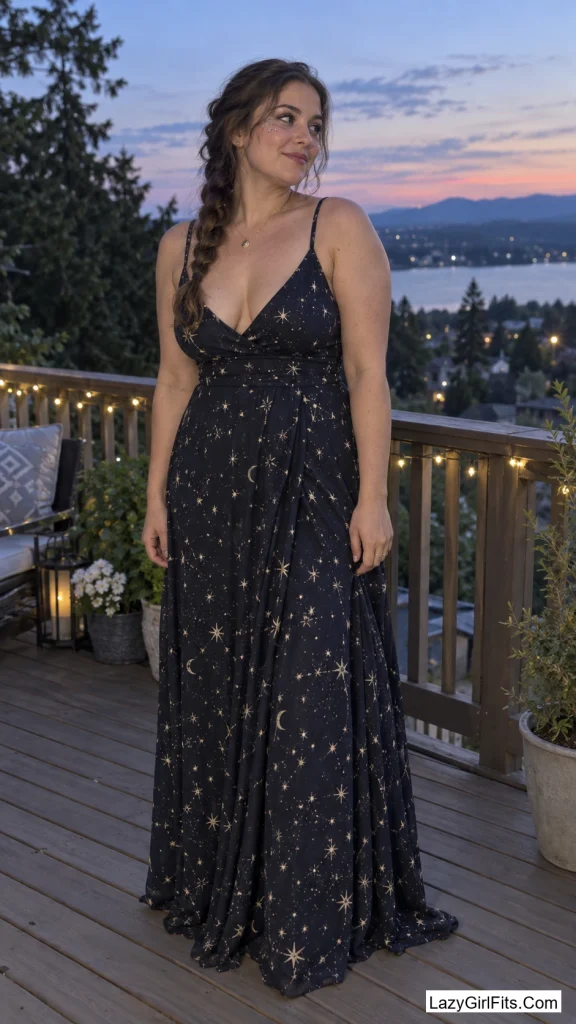 Low Side Braid and a Constellation-Print Maxi Dress