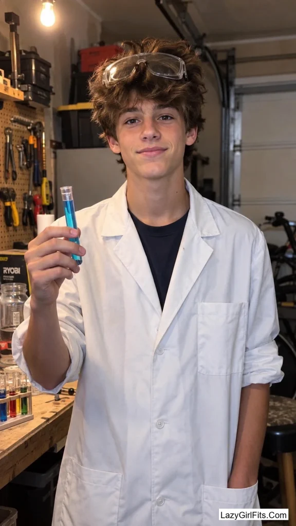 Mad Scientist, Lab Coat and Frizzed-Out Hair