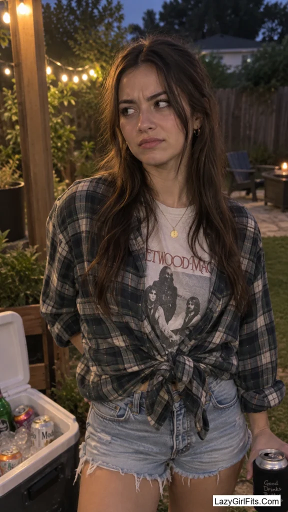 Middle Part and a Flannel Tied at the Waist