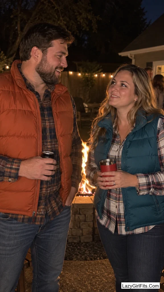 Puffer Vests Over Flannel