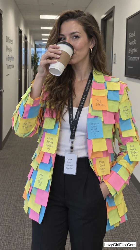 Side Part and a Blazer Covered in Sticky Notes