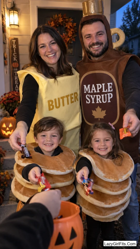 Sunday Morning Pancake Stack With Butter and Syrup