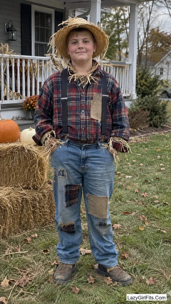 Weathered Scarecrow in Real Flannel