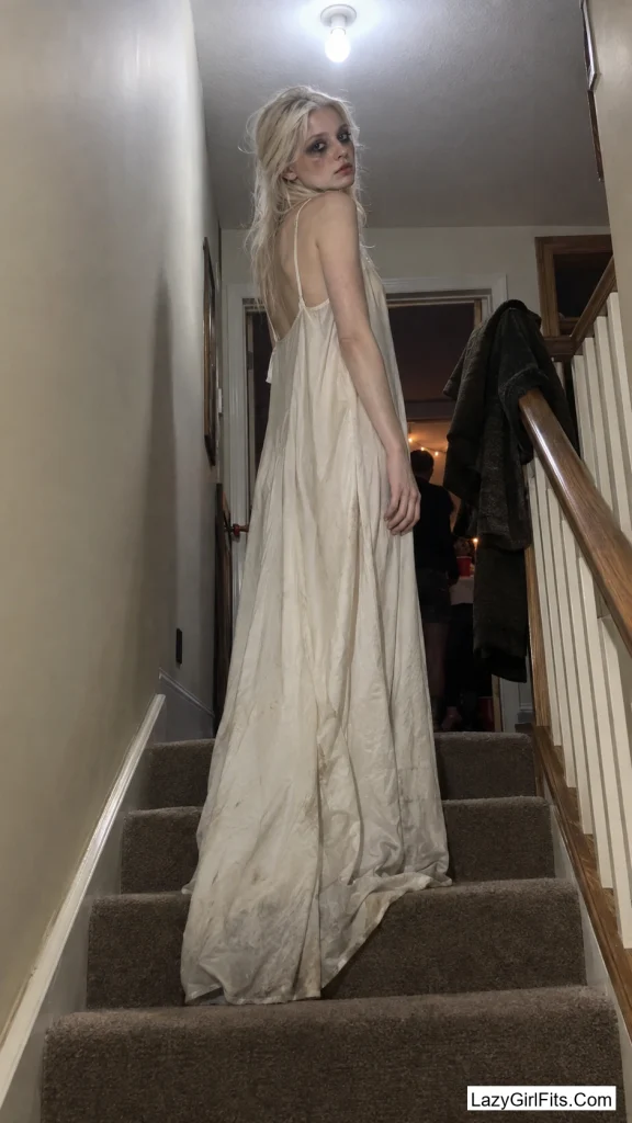White-Blonde Ghost in a Slip Dress