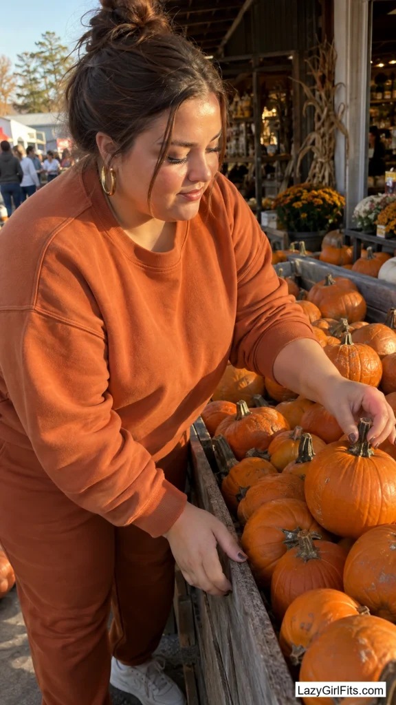 A Pumpkin-Orange Matching Sweatsuit
