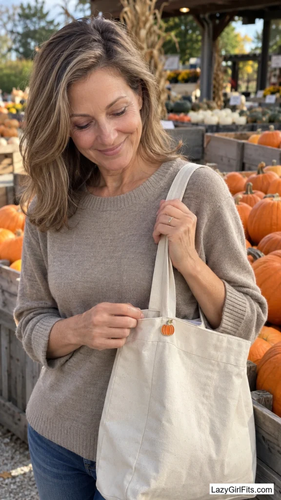 A Pumpkin Pin on a Tote