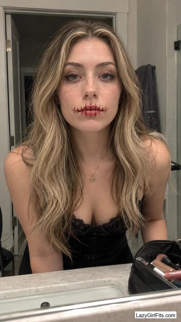 A Red Thread Stitched Across the Lips
