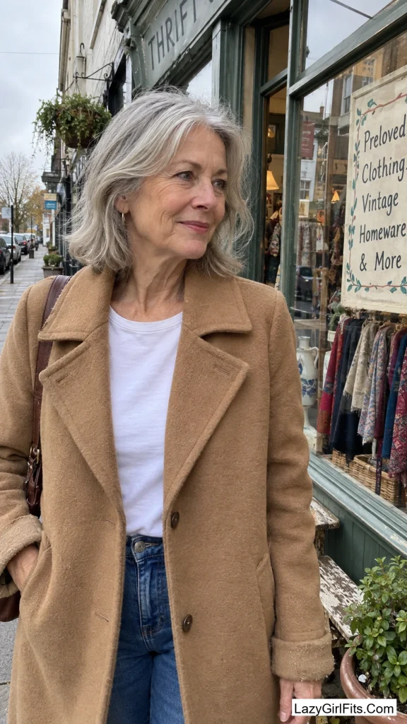 A Thrifted Coat Over a Tee