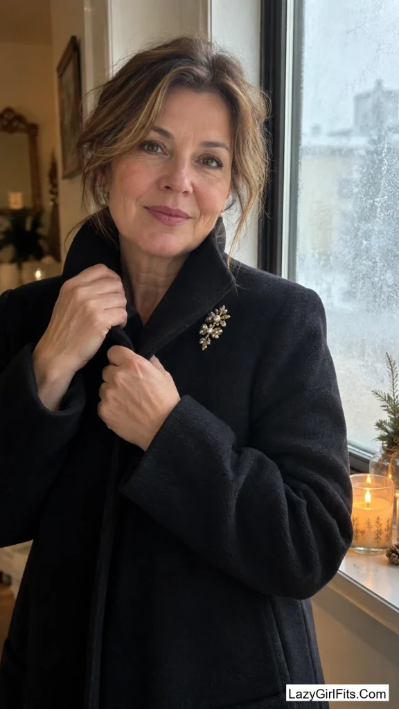 A Vintage Brooch On a Coat