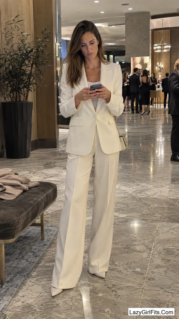 An Off-White Tuxedo With Trousers