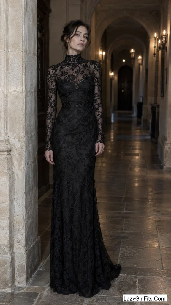 Black Lace Gothic Gown