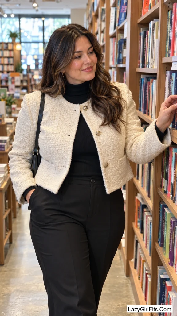 Boucle Jacket With Straight-Leg Trousers