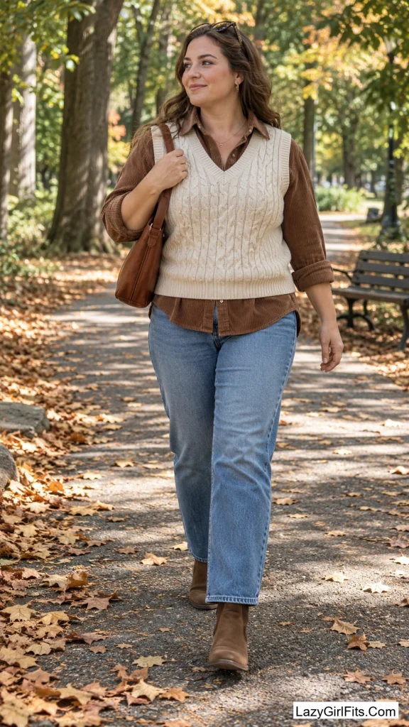 Cable Knit Vest and Corduroy Shirt