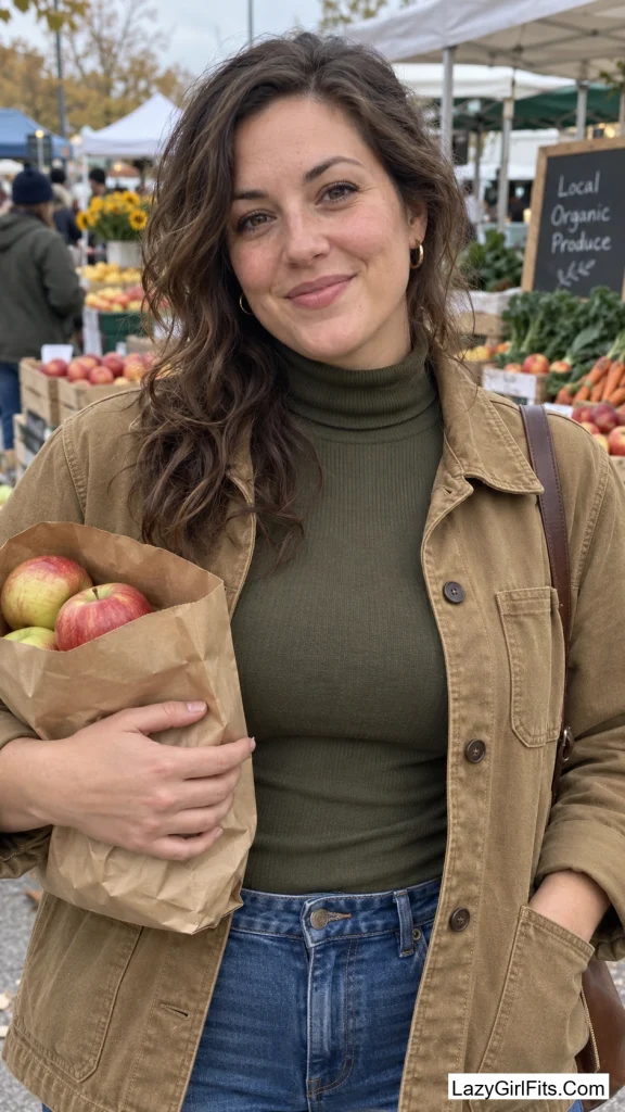 Canvas Chore Jacket Over a Turtleneck