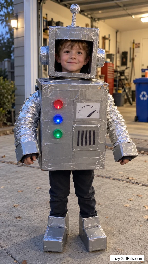 Cardboard Robot With Bottle-Cap Buttons