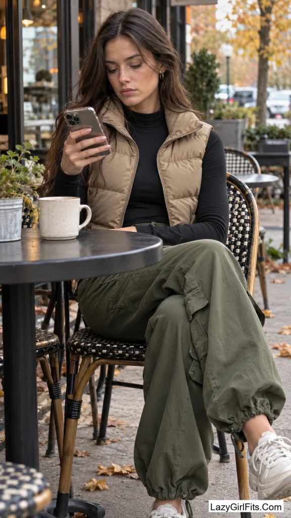 Cargo Pants and a Puffer Vest