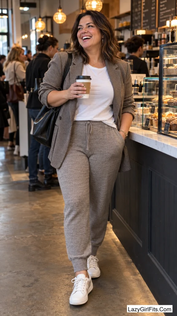 Cashmere Sweatpants With an Oversized Blazer