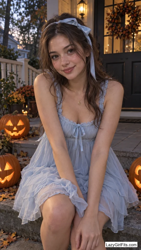 Chiffon Babydoll Dress with a Ribbon Headband