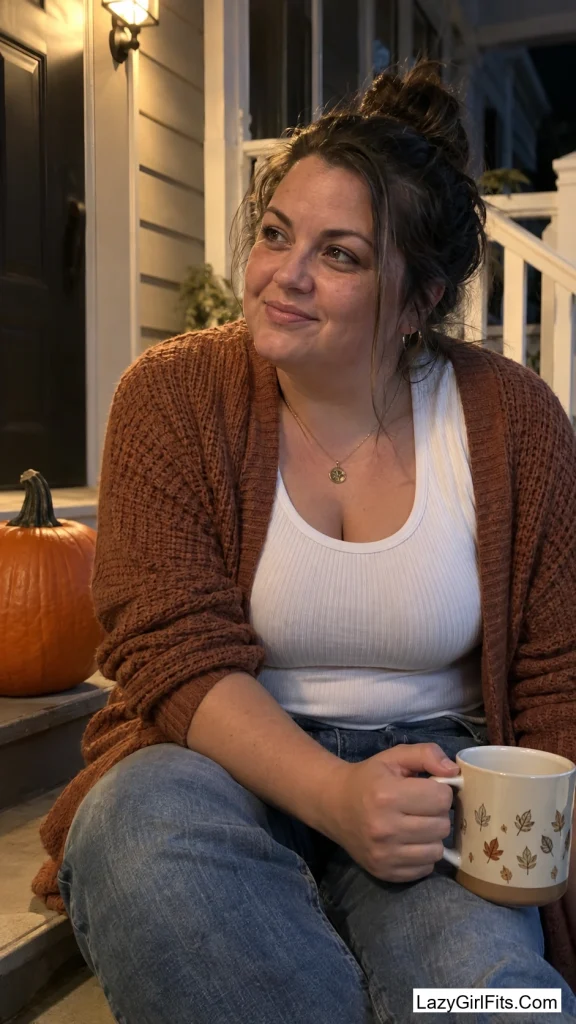 Chunky Cardigan Over a Basic Tee