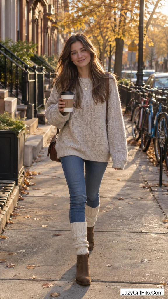 Chunky Knit Leg Warmers Over Skinny Jeans