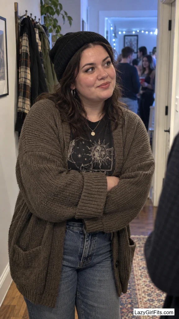Combat Boots with a Slouchy Cardigan