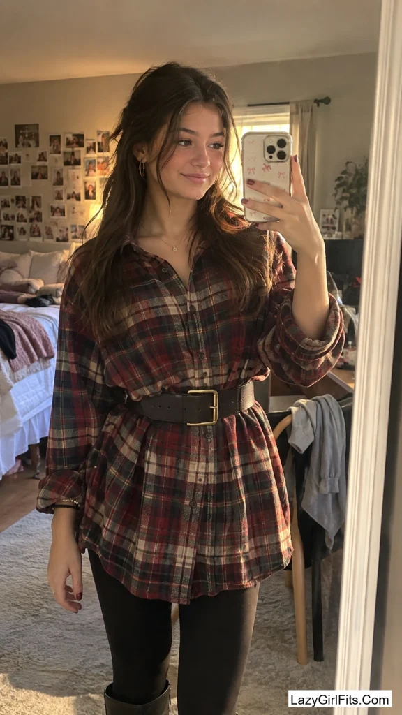 Dad's Flannel Cinched With a Belt