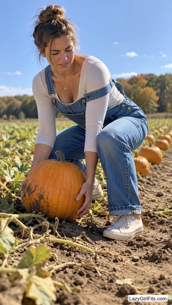 Denim Overalls Over a Long-Sleeve Tee