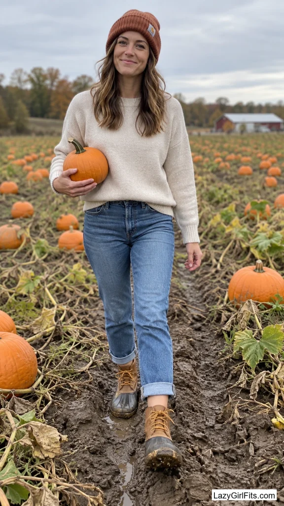 Duck Boots With Cropped Jeans Rolled Once