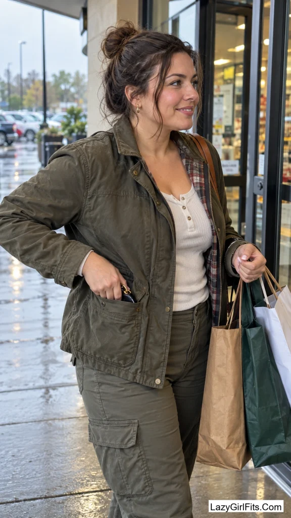 Flannel-Lined Utility Jacket with Cargo Pants