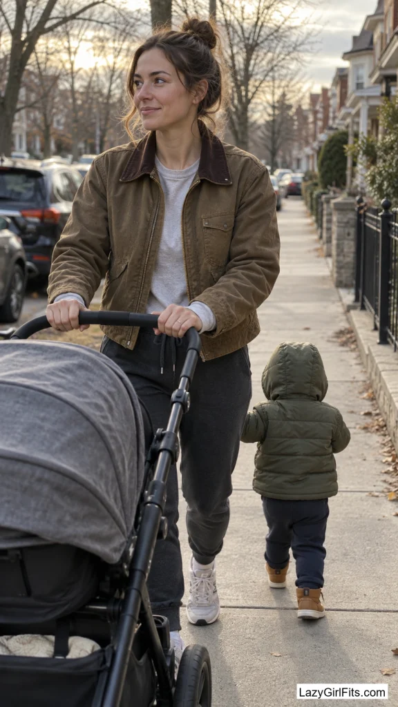 Fleece-Lined Joggers With a Cropped Barn Coat
