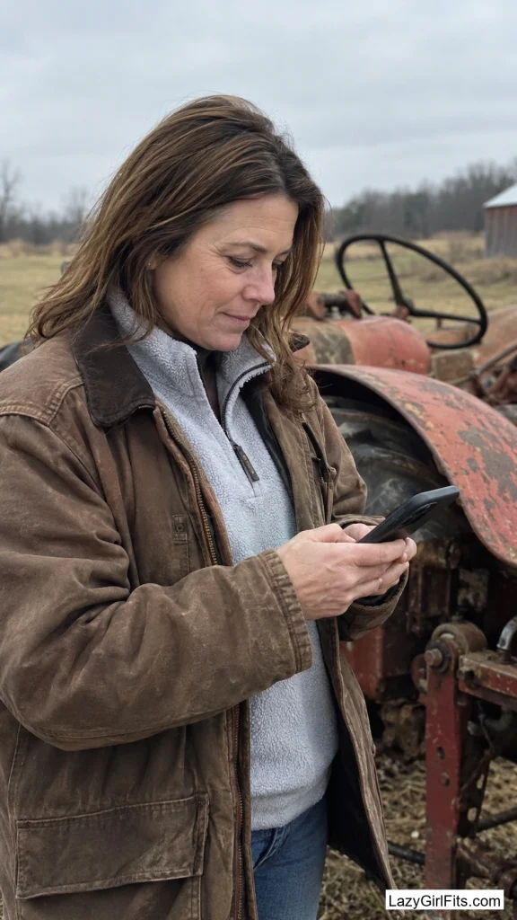 Fleece Quarter-Zip Under a Barn Coat