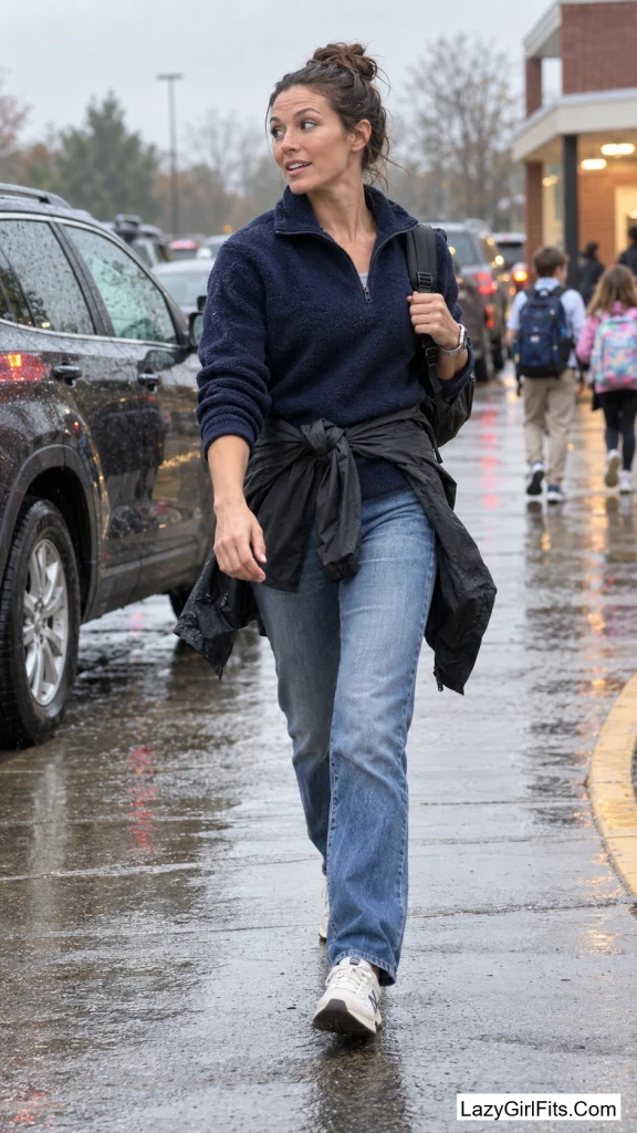 Half-Zip Fleece with a Packable Shell Tied at the Waist
