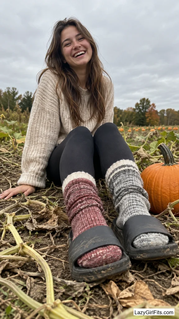 Mismatched Wool Socks Over Leggings