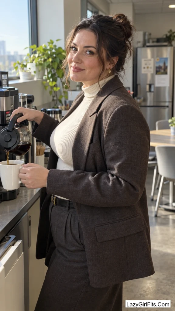 Mockneck Sweater Under an Oversized Blazer