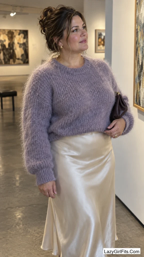 Mohair Sweater With a Silk Skirt