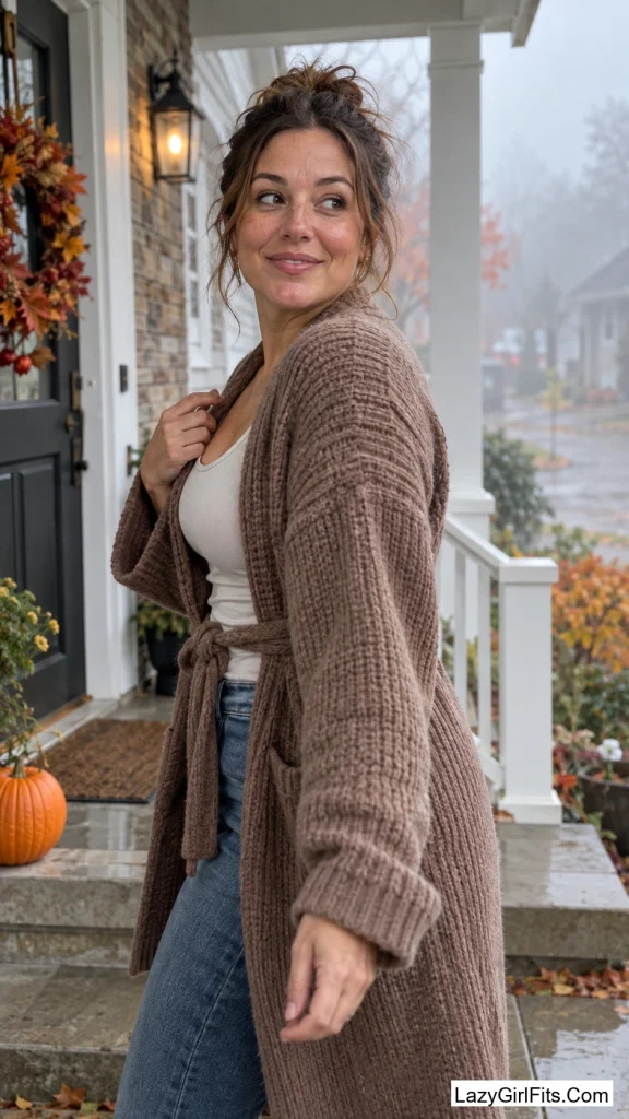 Oversized Cardigan Coat Tied at the Waist