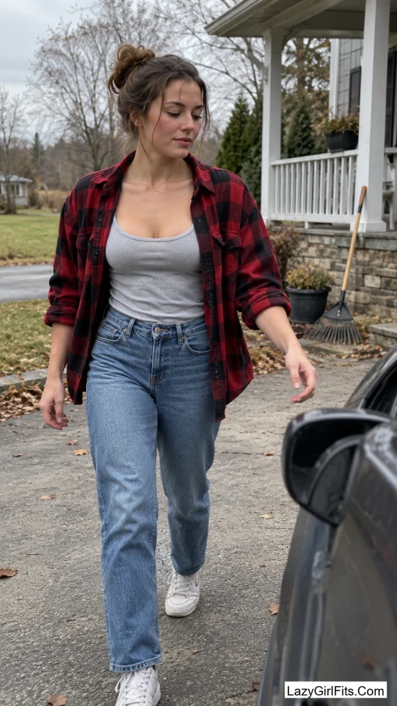 Oversized Flannel Over a Ribbed Tank