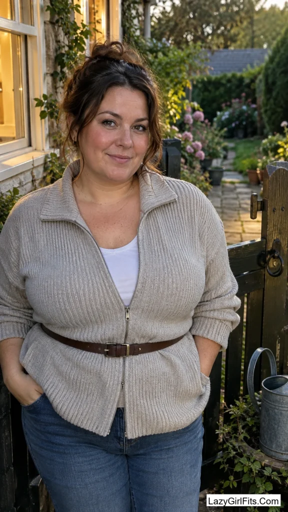 Oversized Golf Cardigan Belted at the Waist