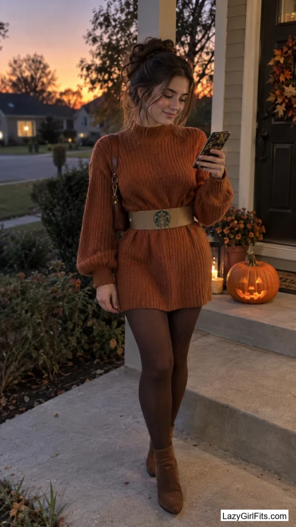 Pumpkin Spice Latte Sweater Dress