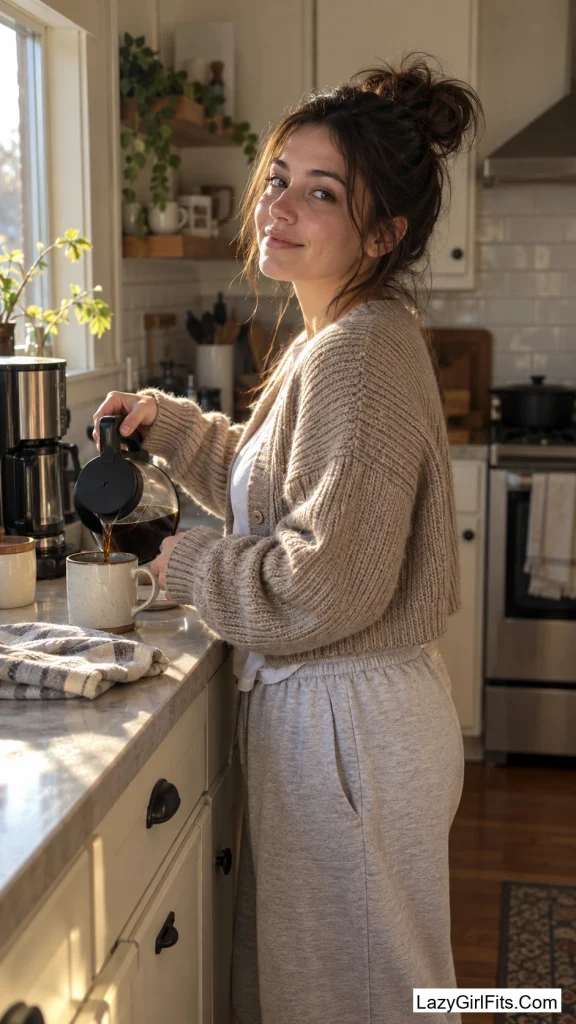 Sherpa Clogs With a Boxy Cardigan