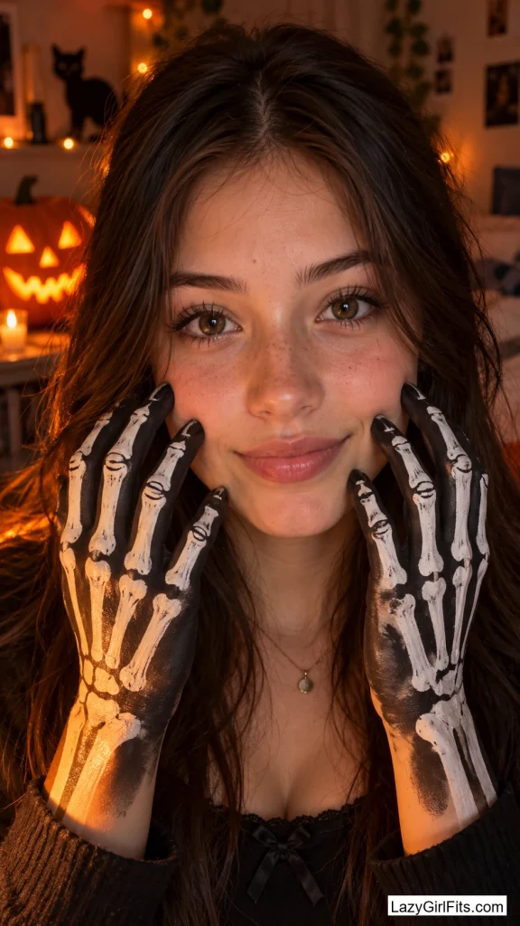 Skeleton Hands Cupping the Cheeks