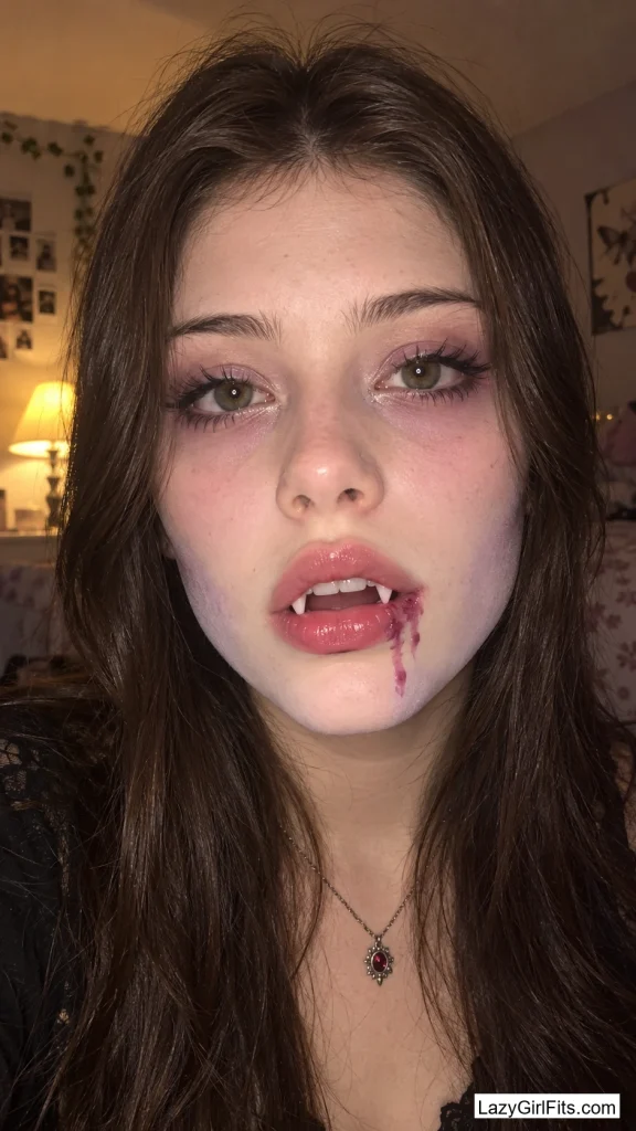 Soft Pastel Vampire With Milky Fangs